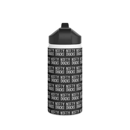 Nifty Ducks Co. Logo - Small - Black - Stainless Steel Water Bottle, Standard Lid