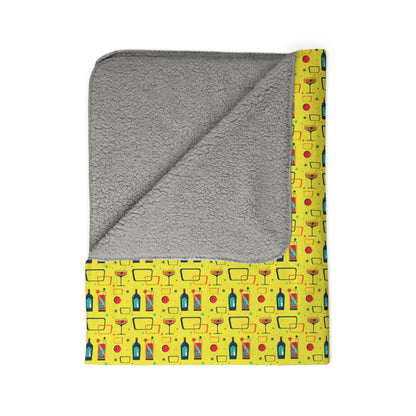 Fleece Sherpa Blanket - Cocktail Time - Yellow