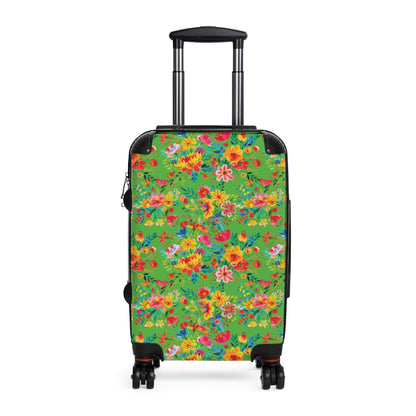 Bright Bold Watercolor Flowers - Bright Apple Green 56BD00 - Suitcase