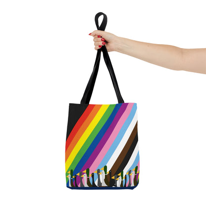 Ducks Marching - Pride Colors - Black - Tote Bag