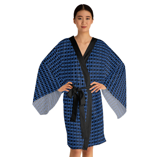Letter Art - F - Black 000000 - Long Sleeve Kimono Robe (AOP)