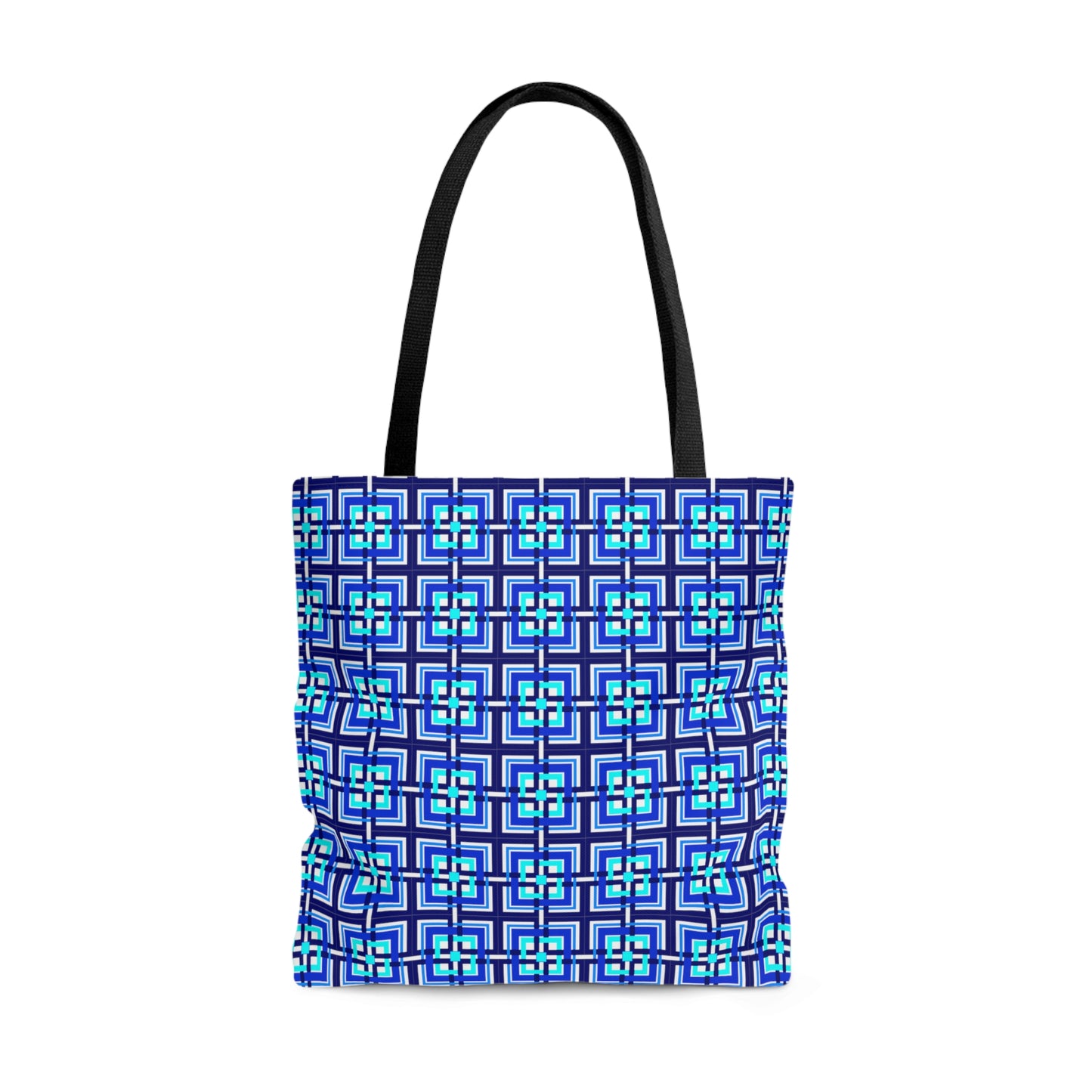 Small Intersecting Squares - Blue - White ffffff - Tote Bag