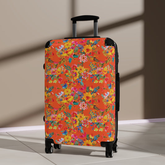 Bright Bold Watercolor Flowers - Orange FE5000 - Suitcase