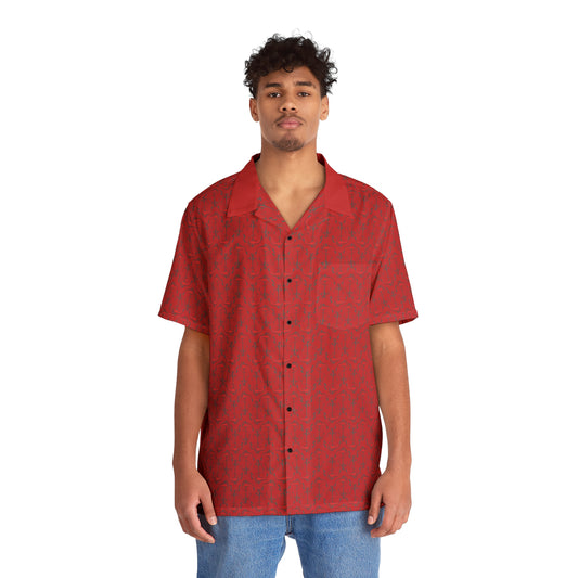 Anchors Away - Red - Dark Red ca1028 - Men's Hawaiian Shirt