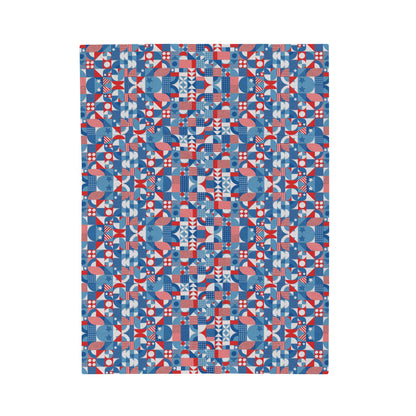 Red White and Blue Bold Pattern - Oil Paint Texture - Velveteen Plush Blanket