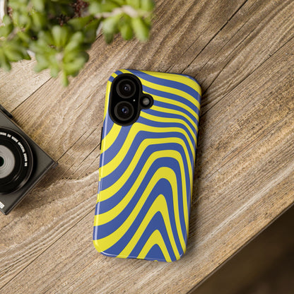 Retro wavy - yellow and blue - Tough Cases