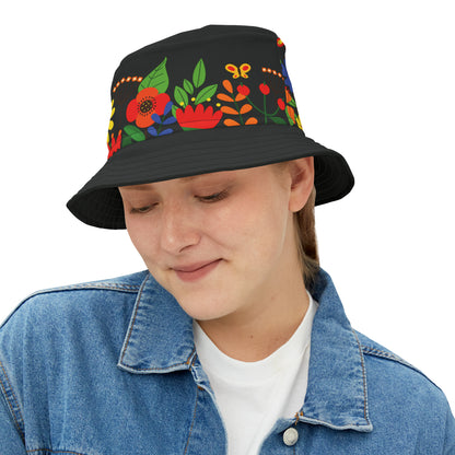 Bright Summer flowers - Black 000000 - Bucket Hat (AOP)