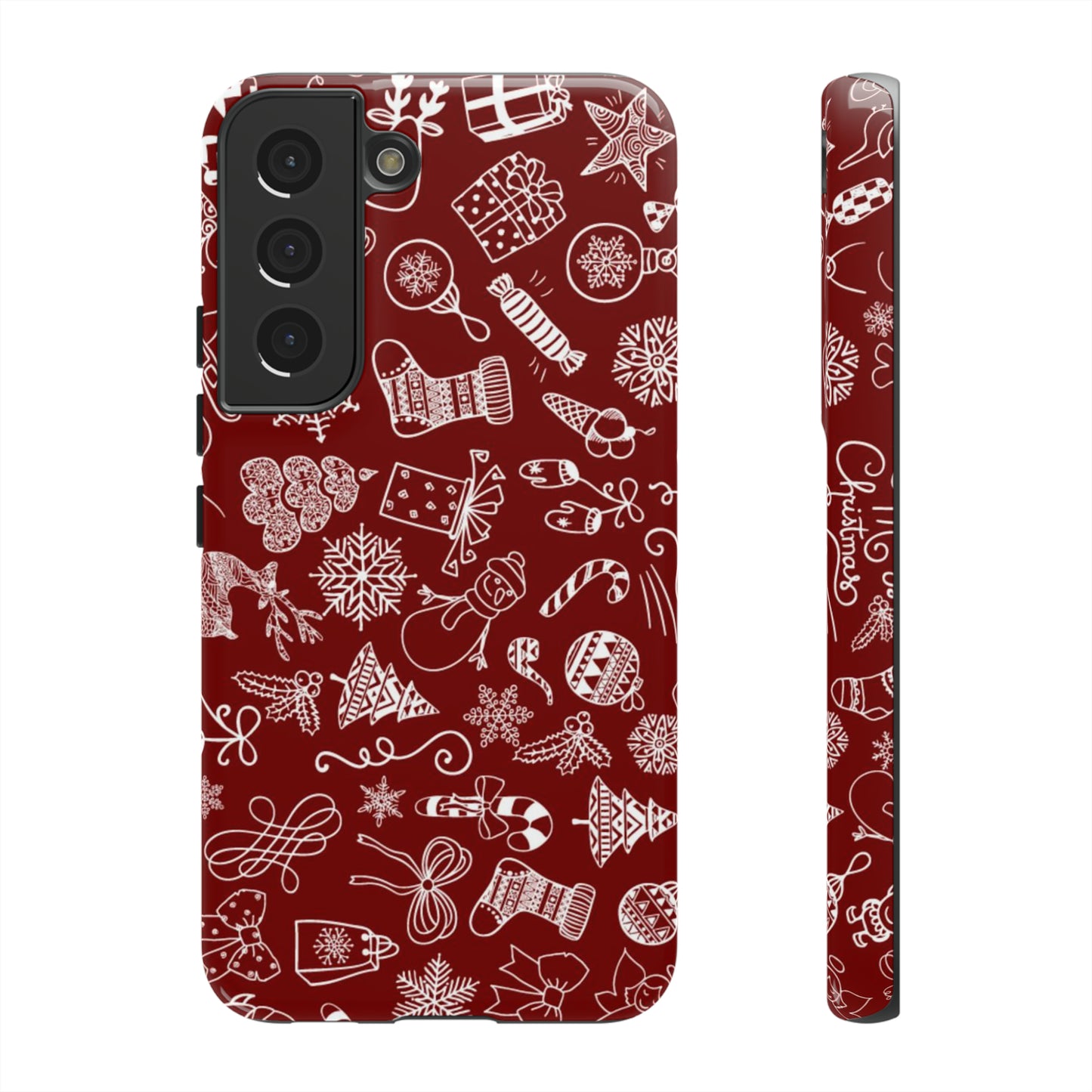 Christmas doodles on red - Tough Cases