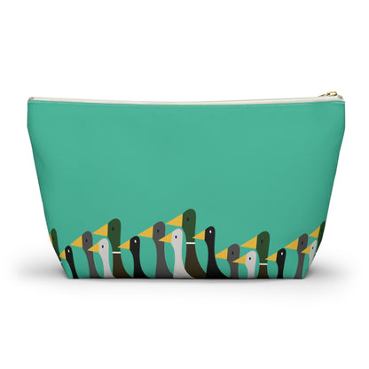 Marching ducks - Turquoise 12d3ad - Accessory Pouch w T-bottom