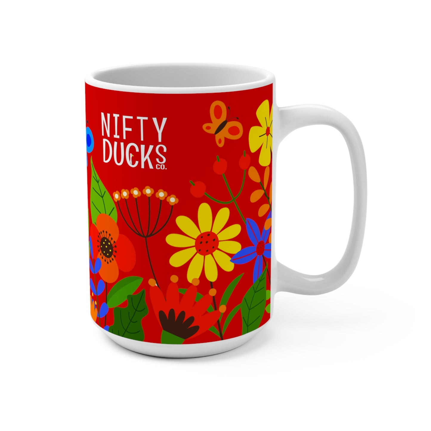 Bright Summer flowers - Scarlet de0000 - Mug 15oz