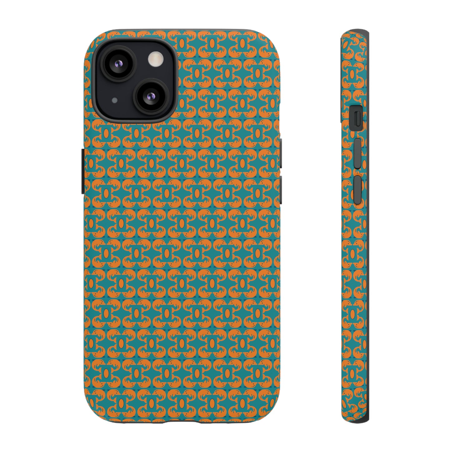 Playful dolphins - Orange - Aqua 008E97 - Tough Cases