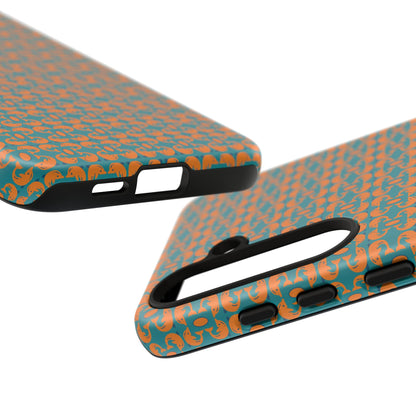 Playful dolphins - Orange - Aqua 008E97 - Tough Cases