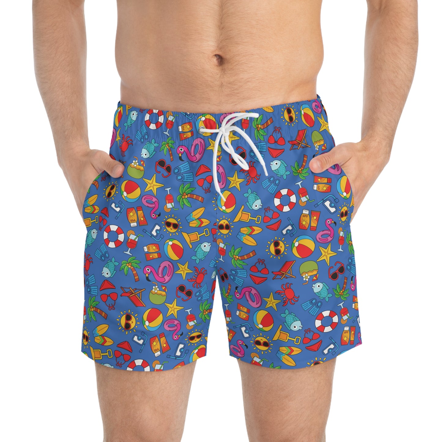 Summer Vibes - Azure 0080FF - Swim Trunks