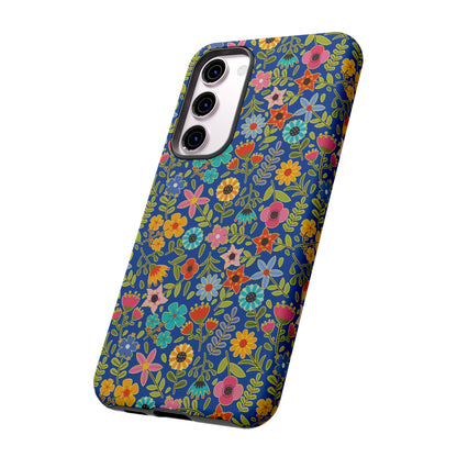 Playful Spring flowers - blue - Tough Cases