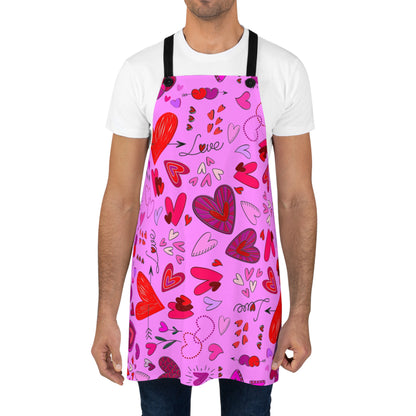 Heart Doodles - Fuschia Pink ff8eff - Apron