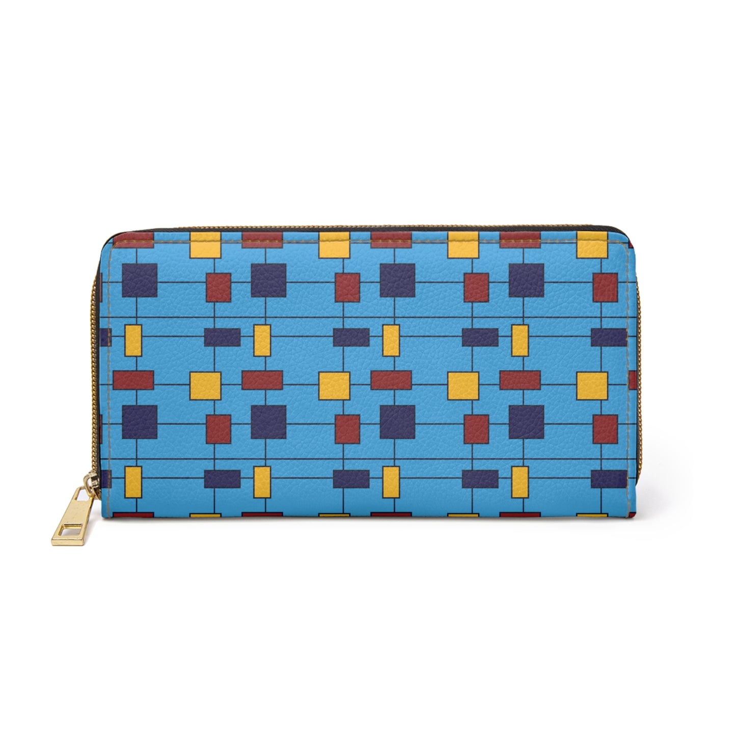 Inspired by Piet Mondrian - Blue Bolt 00b3ff - Zipper Wallet