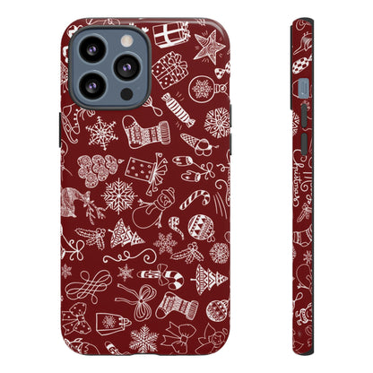 Christmas doodles - Red - Tough Cases