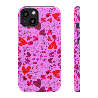 Heart Doodles - Fuschia Pink ff8eff - Tough Cases