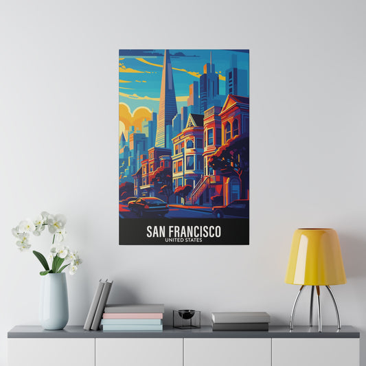 San Francisco - United States - Black 000000 - Matte Canvas, Stretched, 0.75"