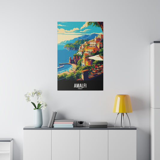 Amalfi - Italy - Black 000000 - Matte Canvas, Stretched, 0.75"