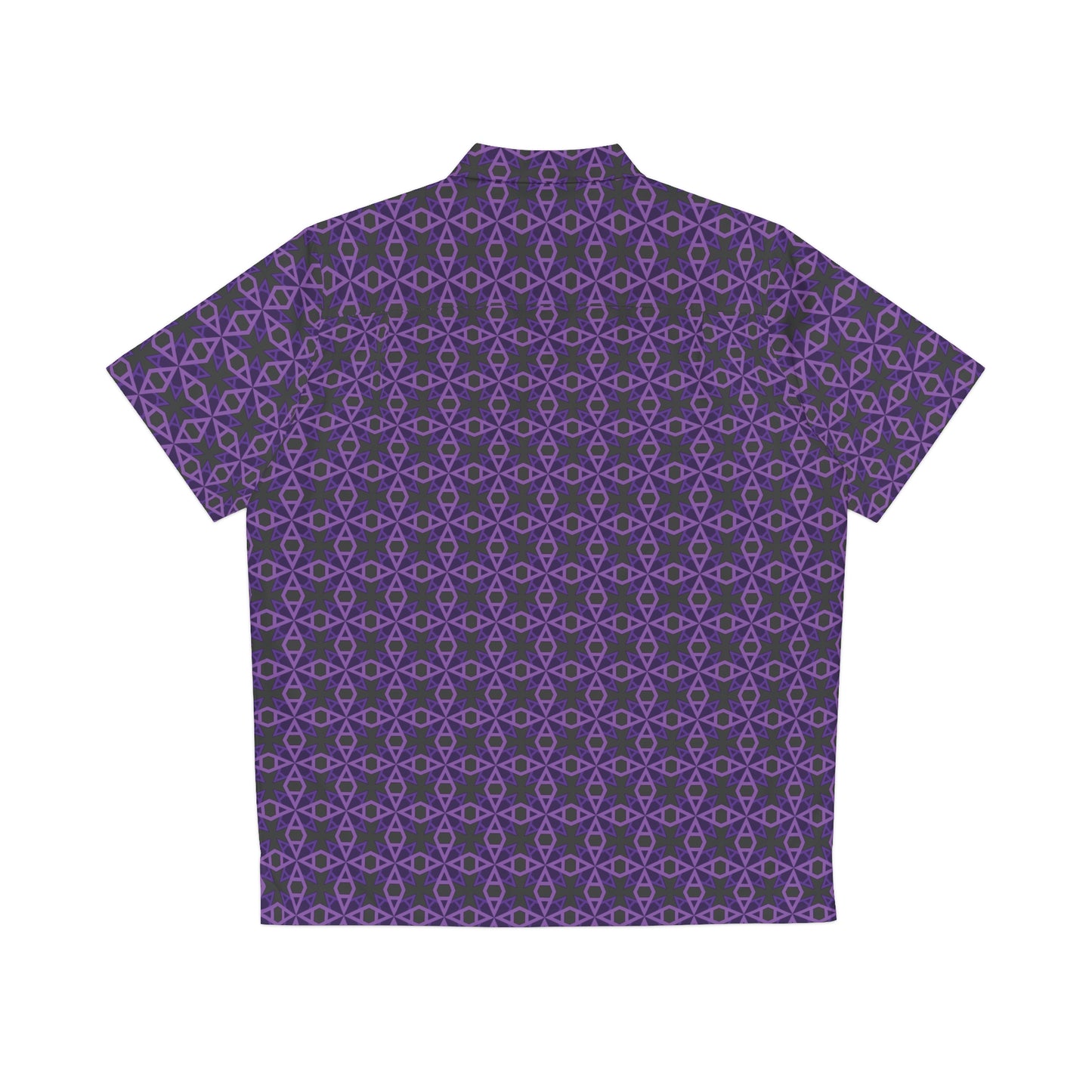 Letter Art - A - Purple - Black 000000 - Men's Hawaiian Shirt