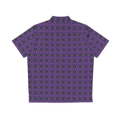 Letter Art - A - Purple - Black 000000 - Men's Hawaiian Shirt