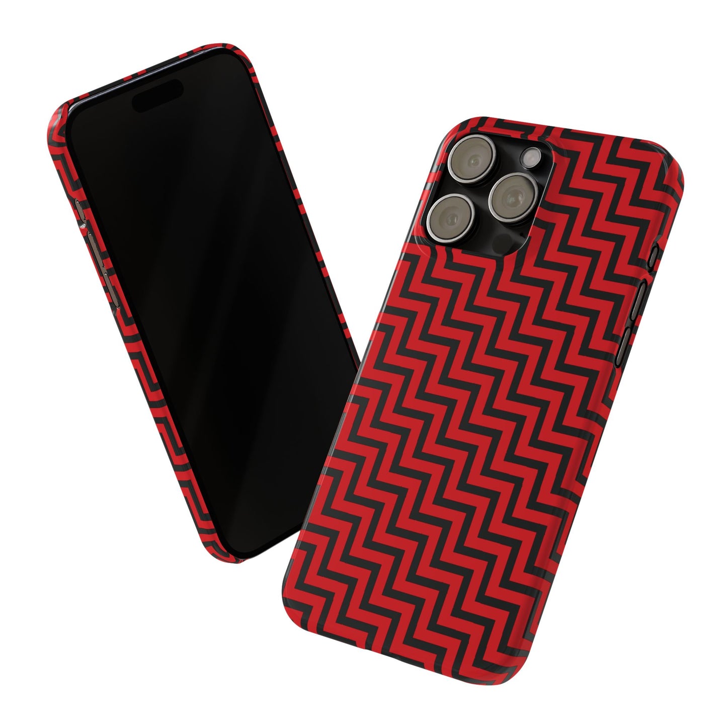 Zigs and Zags - Black - Scarlet - Slim Phone Cases