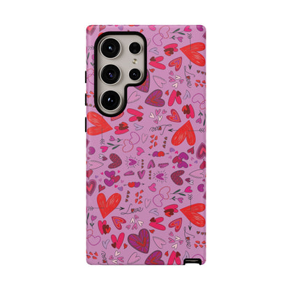 Heart Doodles - Fuschia Pink ff8eff - Tough Cases