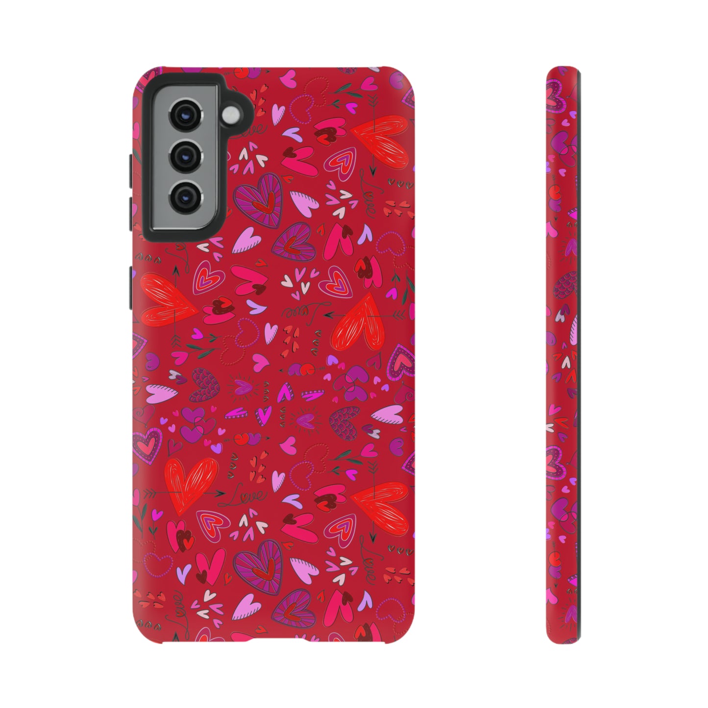 Heart Doodles - Fire Engine Red c8092e - Tough Cases