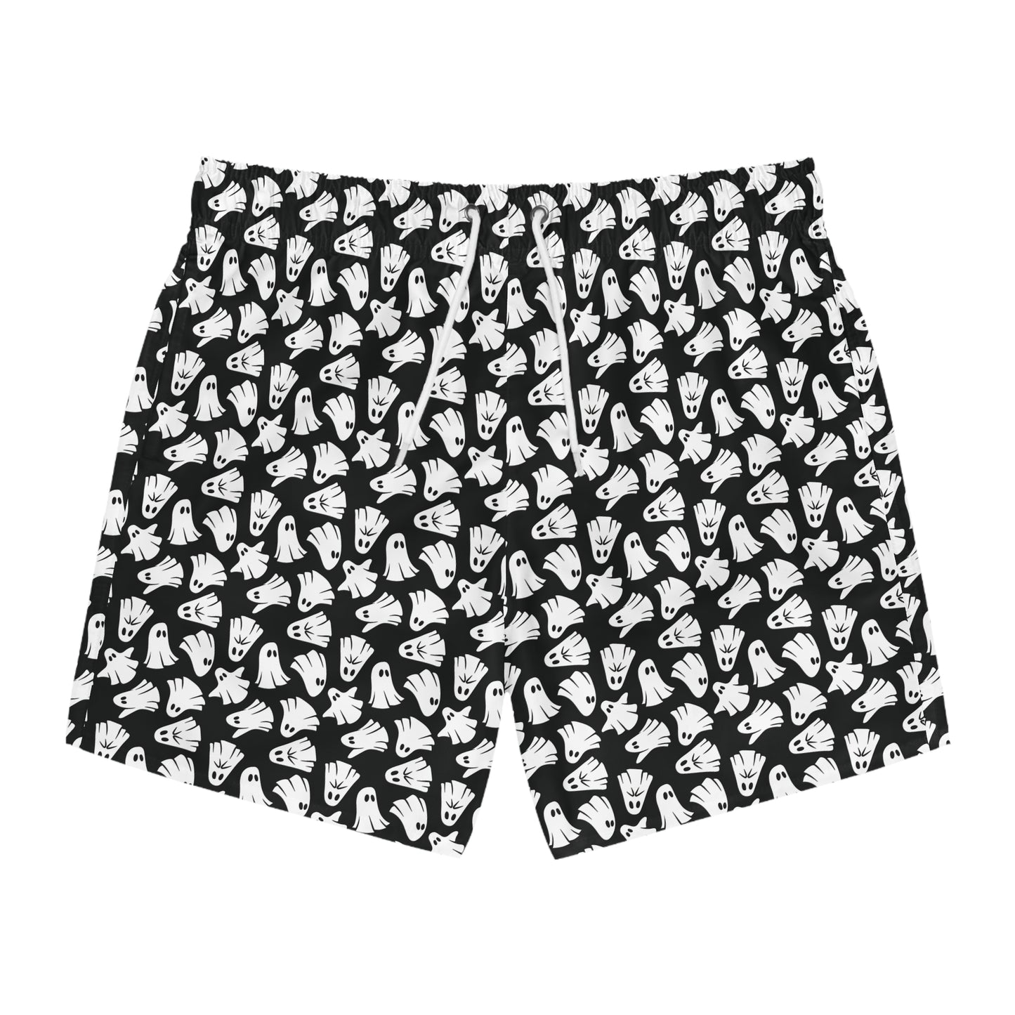 Boo - Ghosts - Halloween - Black 000000 - Swim Trunks