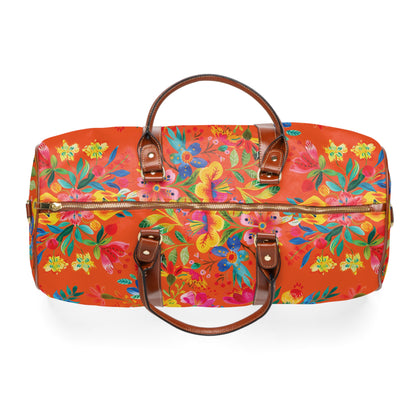 Bright Bold Watercolor Flowers - Orange FE5000 - Waterproof Travel Bag