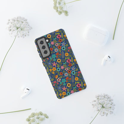 Playful Spring flowers - blue - Tough Cases