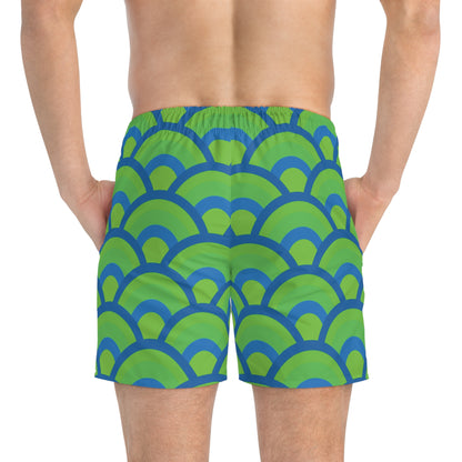 Green and Blue Sunrise - Swim Trunks