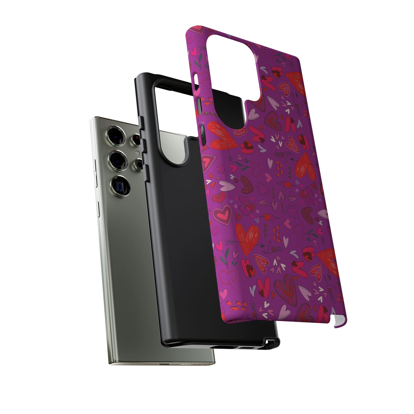 Heart Doodles - Deep Magenta B805AE - Tough Cases