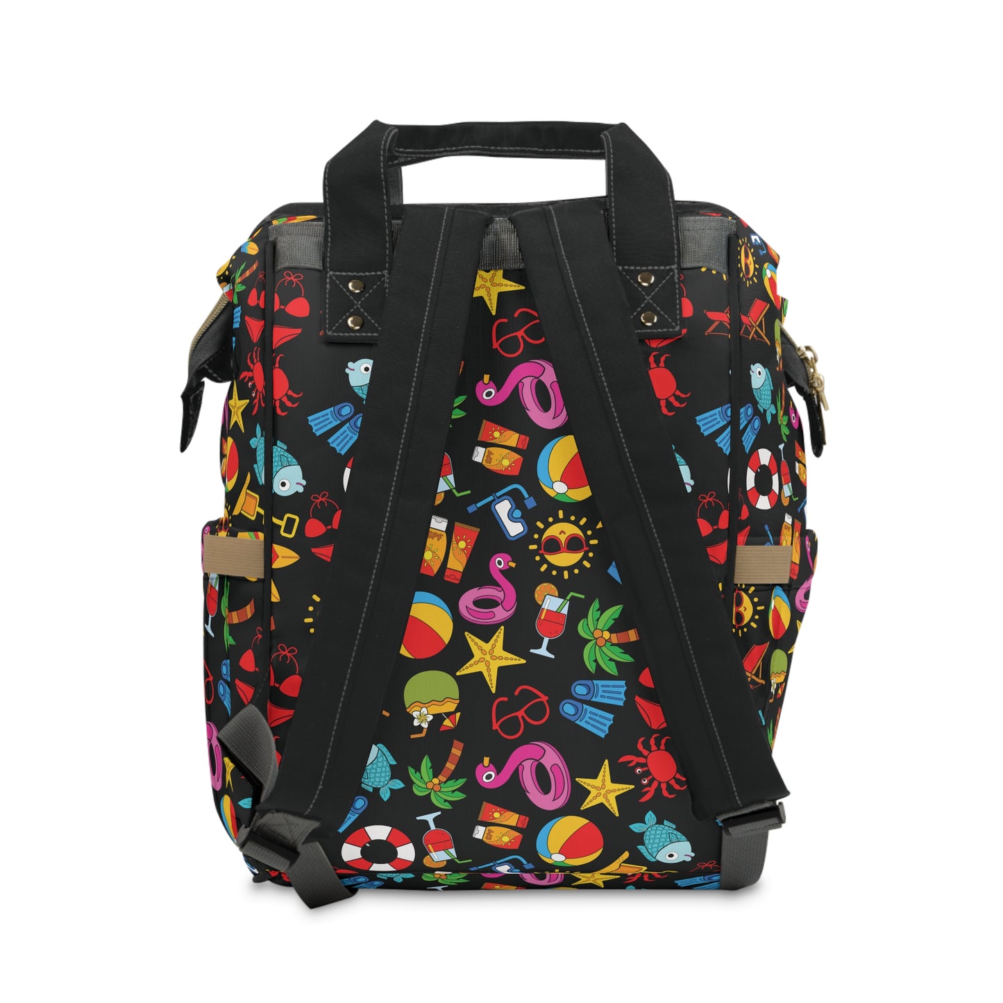 Summer Vibes - Black 000000  - Multifunctional Diaper Backpack