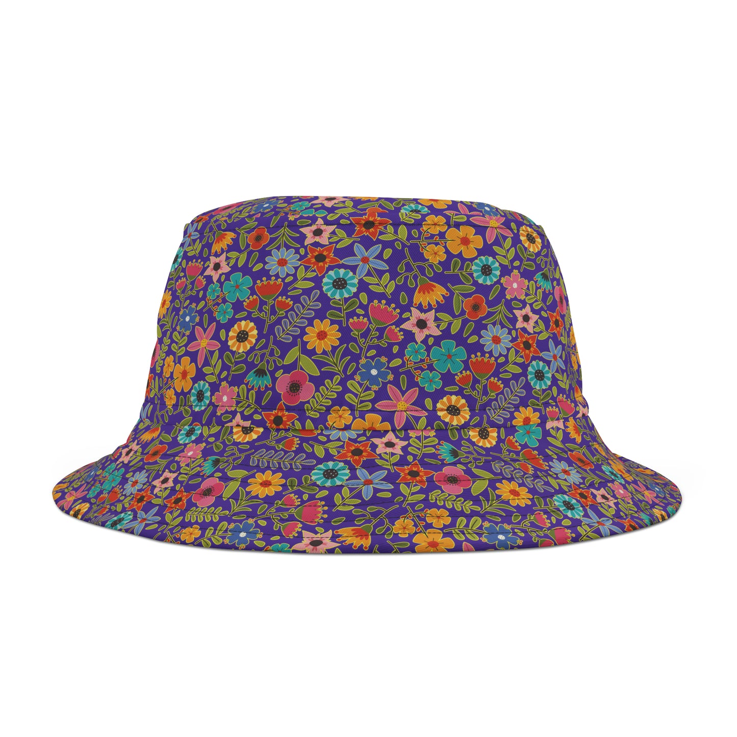 Playful Spring Flowers - Purple Heart 5412AB - Bucket Hat (AOP)