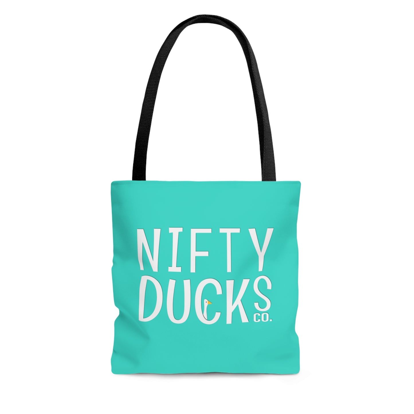 Nifty Ducks Co. Logo2 - Turquoise 40E0D0 - Tote Bag