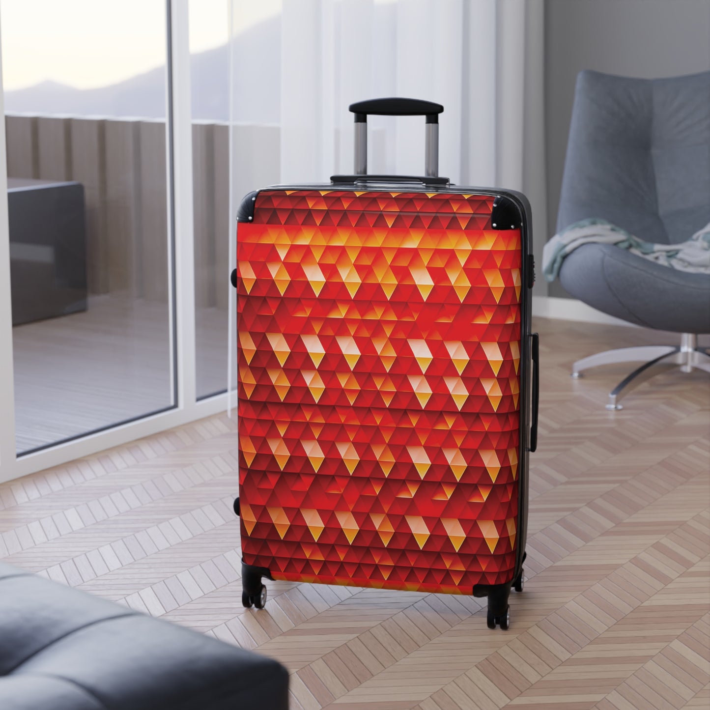 Geometric Flame - Red Triangles - Suitcase