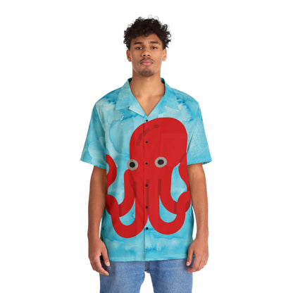 BIG Octopus - Blue Watercolor - Men's Hawaiian Shirt