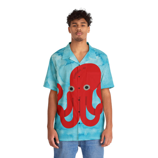 BIG Octopus - Blue Watercolor - Men's Hawaiian Shirt