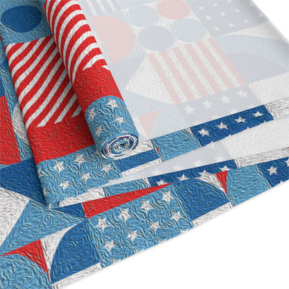 Red White and Blue Bold Pattern - Oil Paint Texture - Table Runner