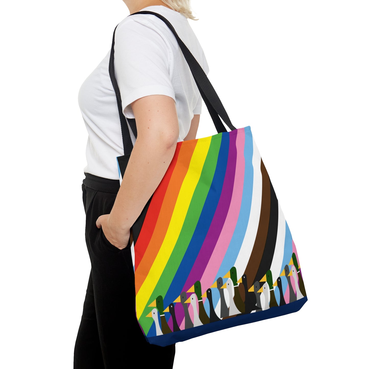 Ducks Marching - Pride Colors - Black - Tote Bag