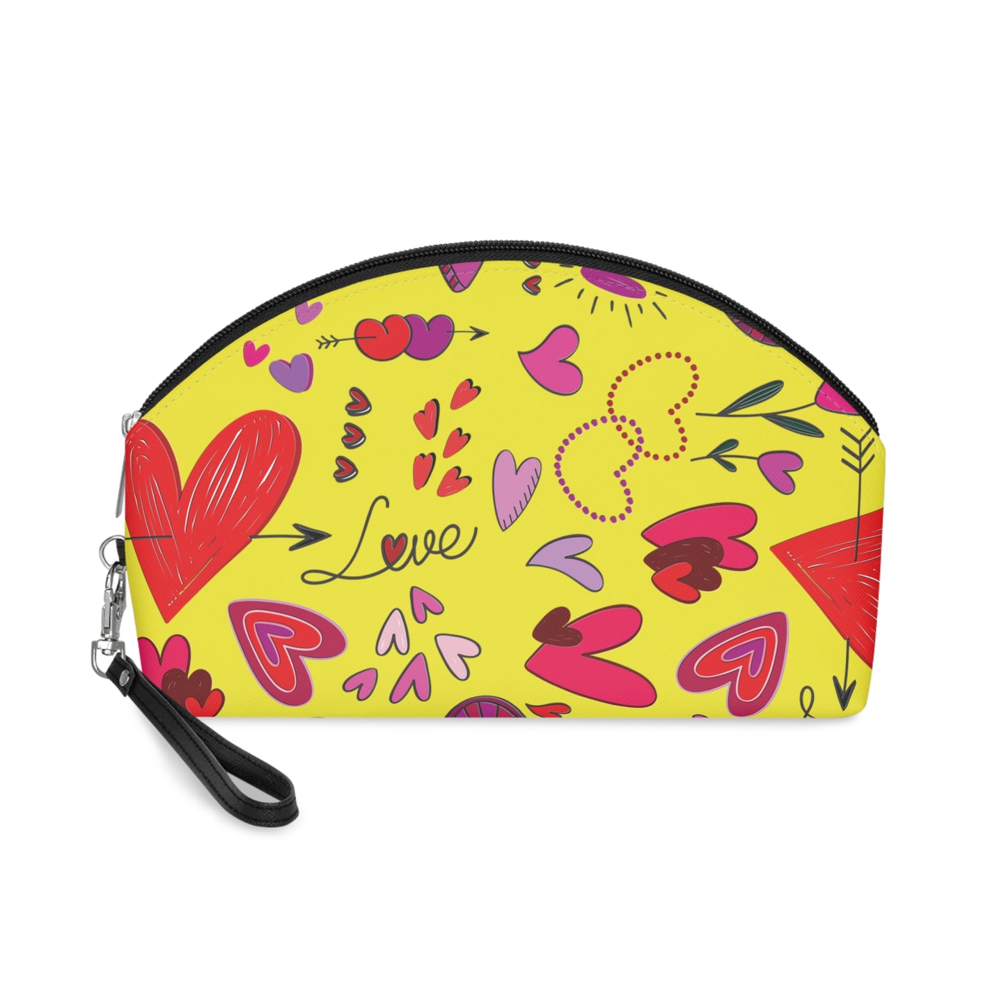 Heart Doodles - Yellow fff800 - Makeup Bag
