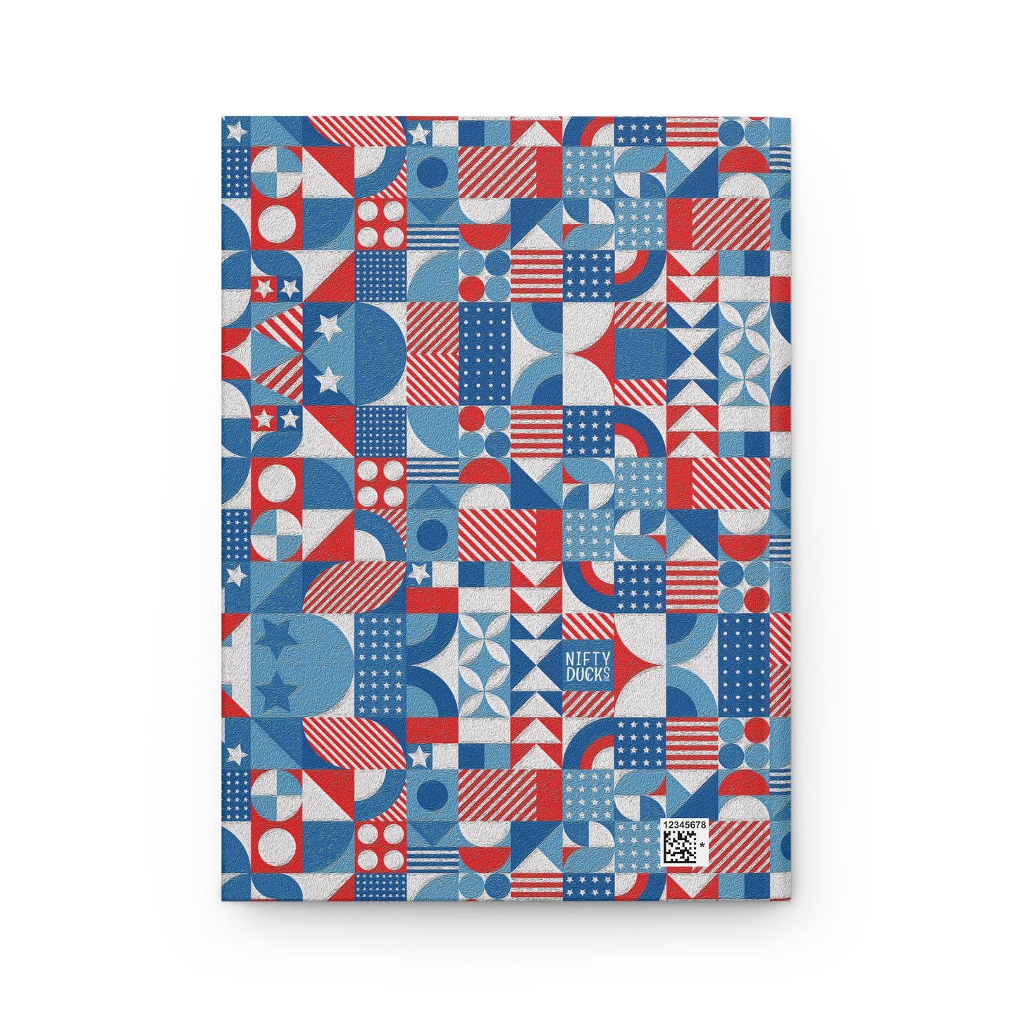 Red White and Blue Bold Pattern - Oil Paint Texture - Hardcover Journal Matte