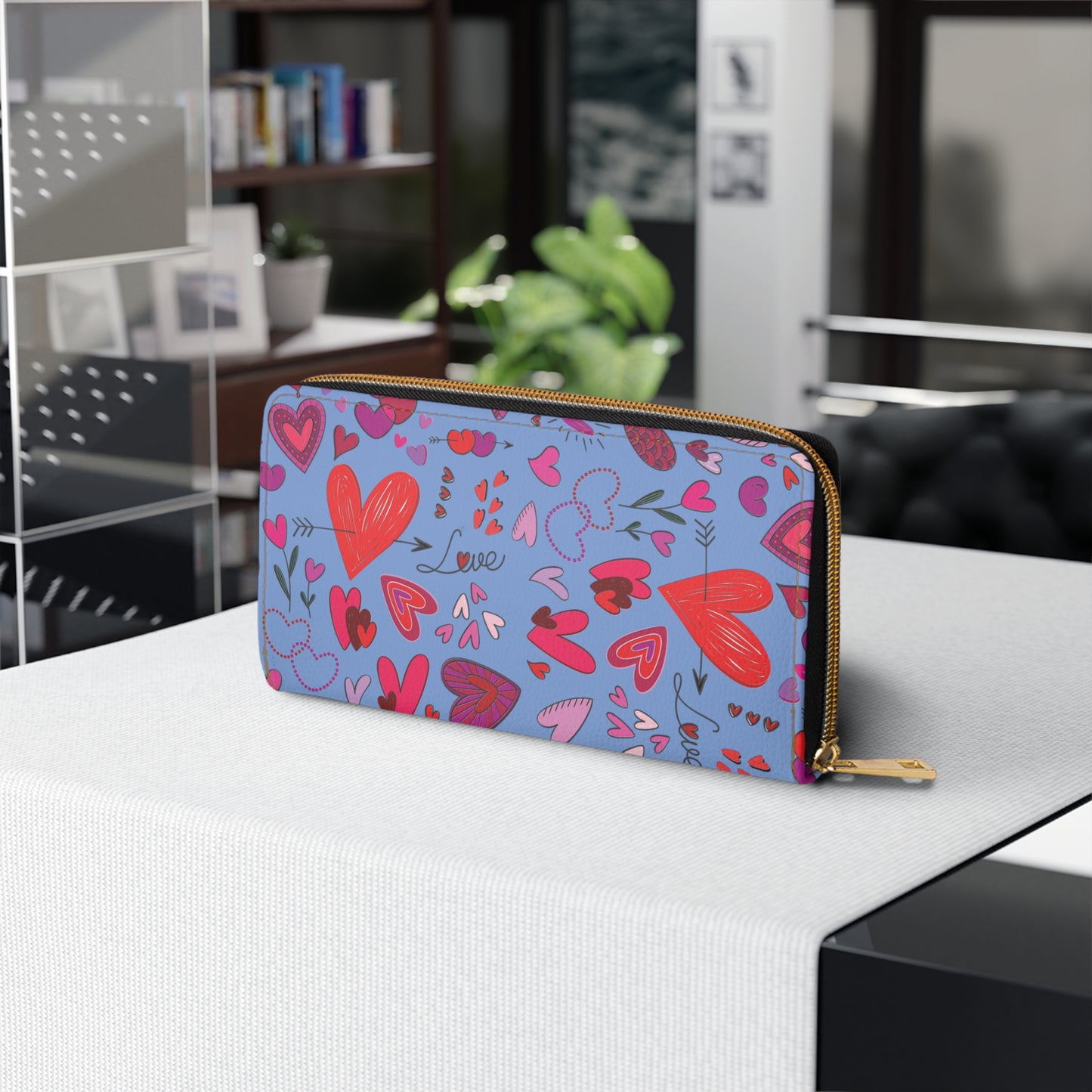 Heart Doodles - Fennel Flower 74a6ff - Zipper Wallet