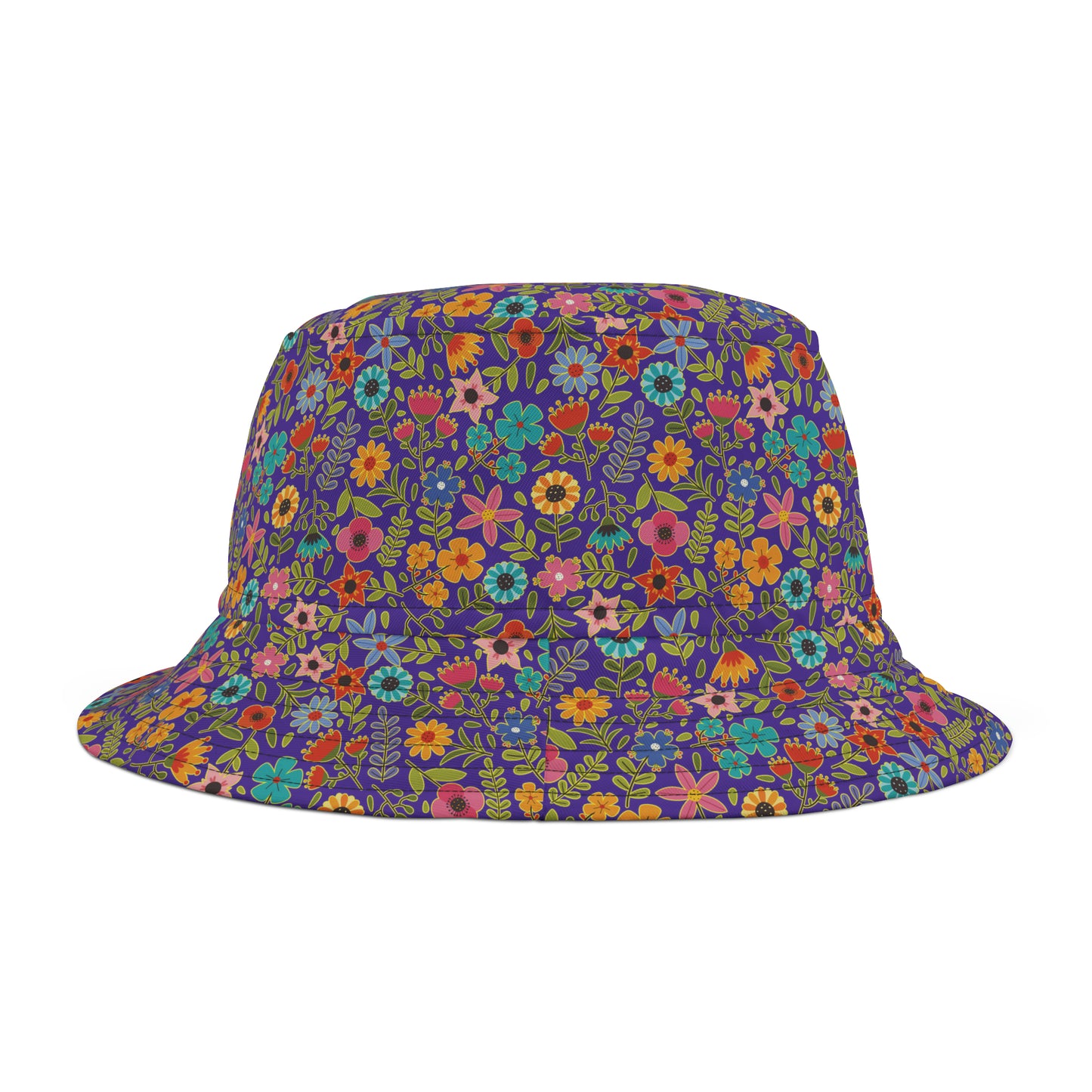 Playful Spring Flowers - Purple Heart 5412AB - Bucket Hat (AOP)