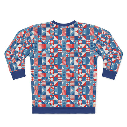 Red White and Blue Bold Pattern - Oil Paint Texture - Blue - Unisex Sweatshirt (AOP)