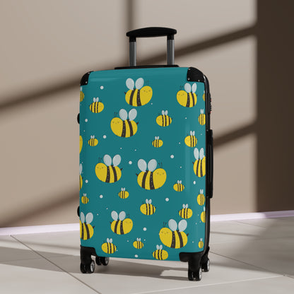 Lots of Bees - Aqua 008E97 - Suitcase