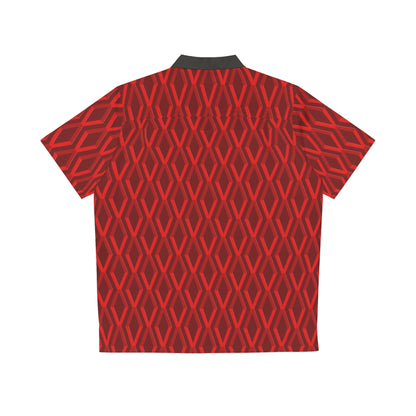 Diamond Geometric Pattern6 - black collar - Men's Hawaiian Shirt