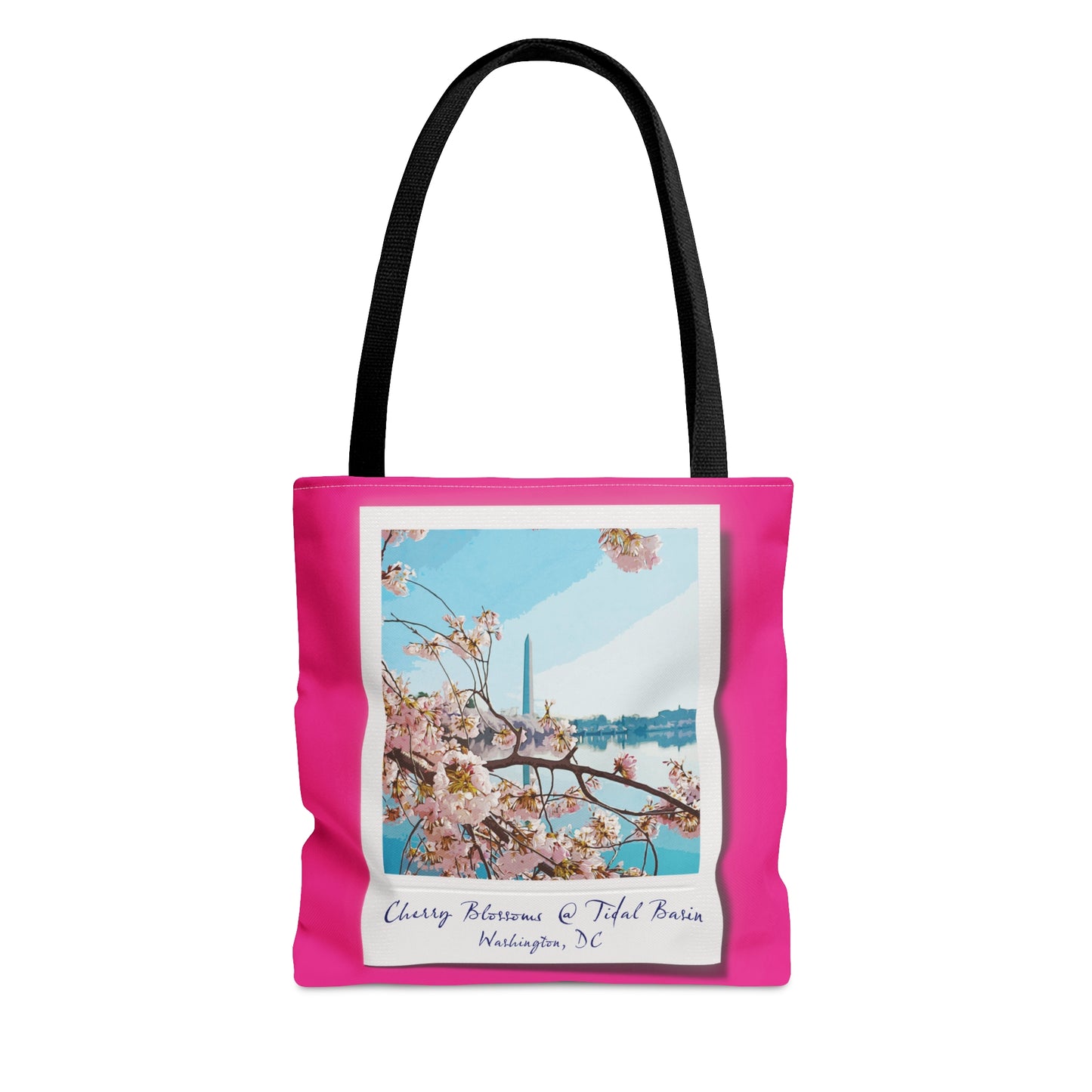 Instant Photo - Tidal Basin Cherry Trees - Mean Girls Lipstick ff00a8 - Tote Bag